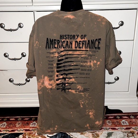 3/$10 History of American Defiance Rifle Liberty Or Death Upcycled Tie Dye Tee - Picture 2 of 10